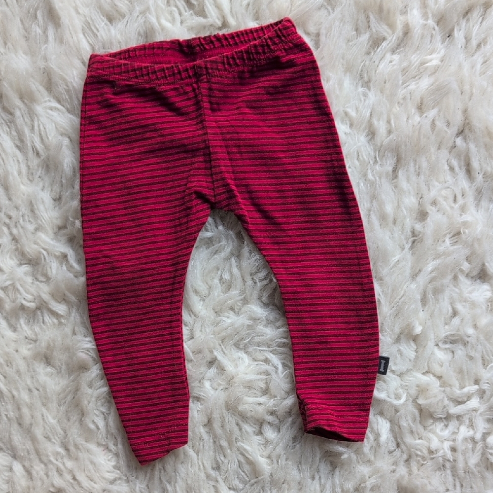 Imps & Elfs Red and Black Striped Baby Leggings